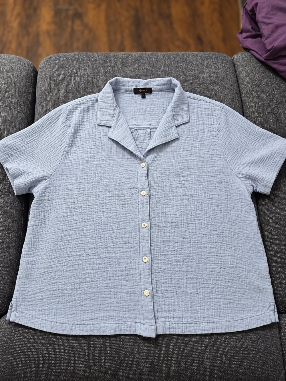 Quince Light Blue Short-Sleeve Camp-Collar Button-Down Shirt